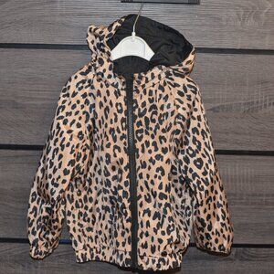 HUXBABY Leopard black reversible hooded rainjacket Size 3